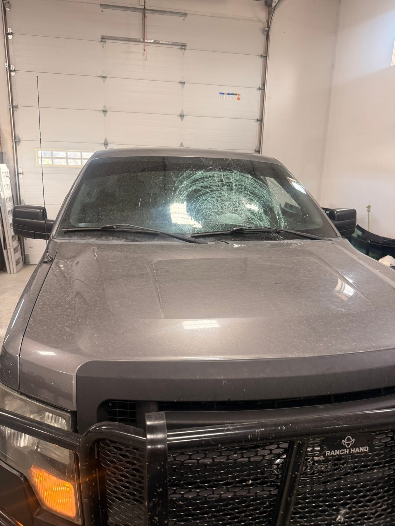 Ranch Hand Pickup windshield before replacement