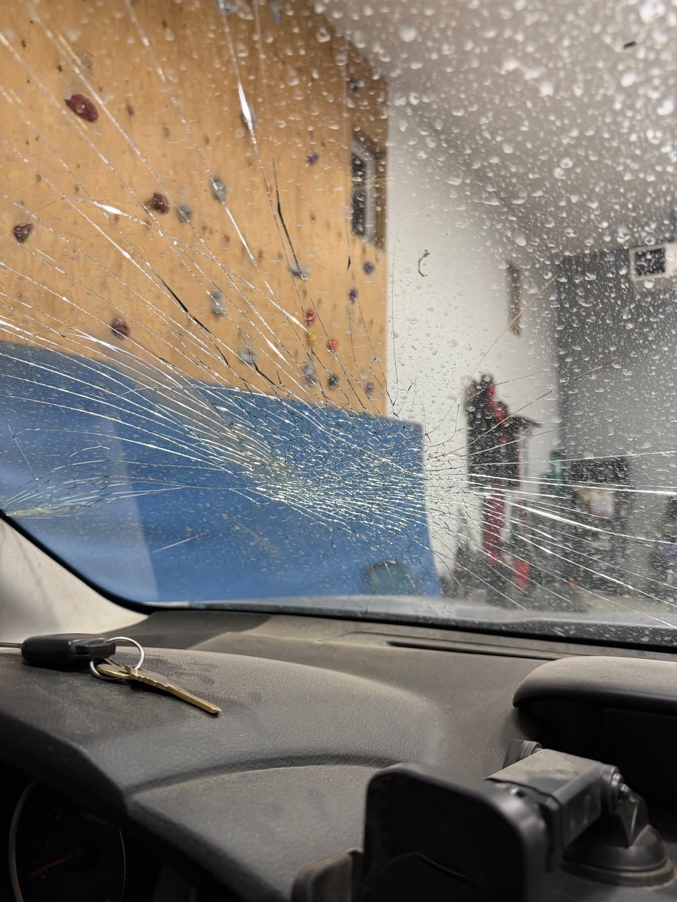 Cab Interior windshield before replacement